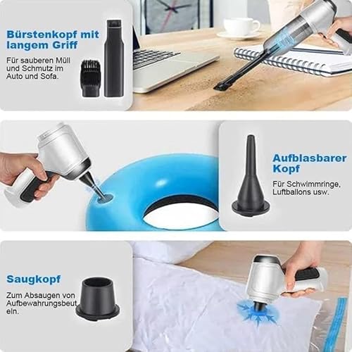 Aspirador Portatil 2 em 1,Sem Fio,Recarregavel USB, com Função Soprador para Limpeza Completa em Qua