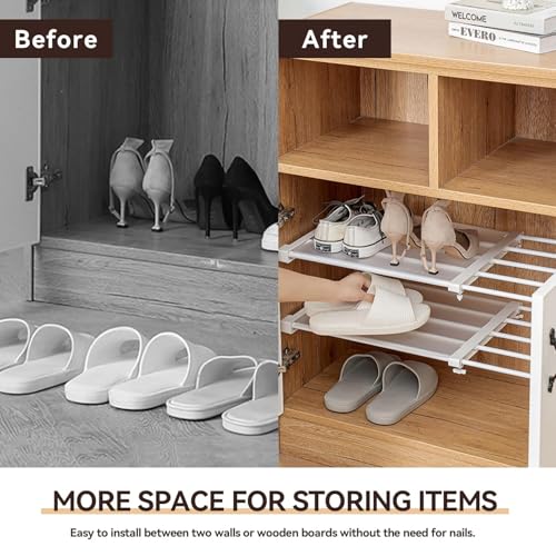 Erweiterbares Schrank-Spannregal, Klemmregal Kleiderschrank-Trennbrett-Aufbewahrung, Erweiterbar Kleiderschrankzubehör Ausziehbare Stange, Platzsparende Geschichtete Trennwand Für Den Schrank 38-55cm