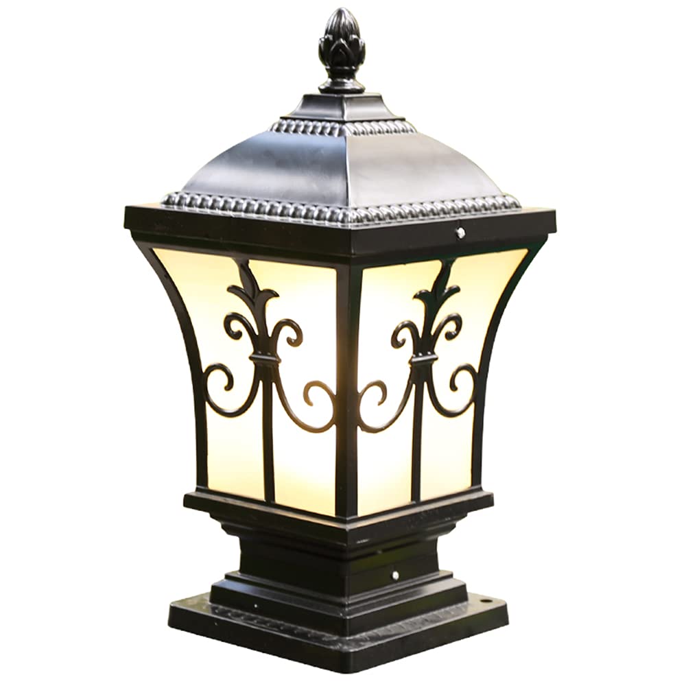 Klassisch Pfostenlichter Außen Gartenleuchte, E27-Fassung, Pollerleuchte Antikem Look Outdoor Wasserdicht,ohne Leuchtmittel (Klein)