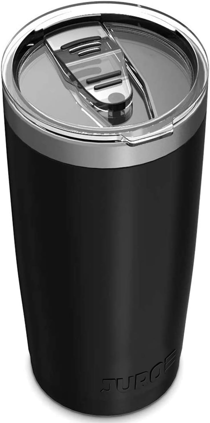 Juro Tumbler 20 oz Stainless Steel Vacuum Insulated Tumbler with Lids and Straw [Travel Mug] Double Wall Water Coffee Cup for Home, Office, Outdoor Works Great for Ice Drinks and Hot Beverage – Black