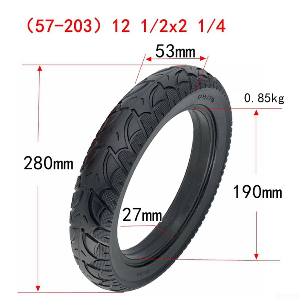 30,5 cm (12 Zoll) Vollreifen 12 1/2 x 2 1/4 (57-203) für E-Bike-Roller, 12,5 x 2,125 Reifen