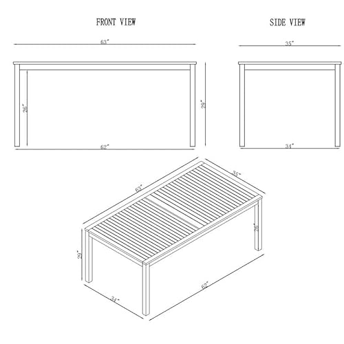 26" Acacia Wood Outdoor Dining Table - Weather Resistant Hardwood, Four Sturdy Wooden Legs, Accommodates 6 For Entertaining - Outdoor Furniture By Okemo #TOP2