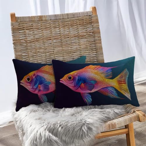 Housse de coussin extérieur imperméable bleu Lpfieonn imprimé lin - 5