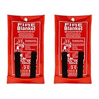 FLASLD Löschdecke Küche Feuerlöschdecke, Fiberglas-Feuerdecken, Notfall für Menschen, schwer entflammbarer Schutz und Wärmeisolierung (100 x 100 cm, 2 Stück)