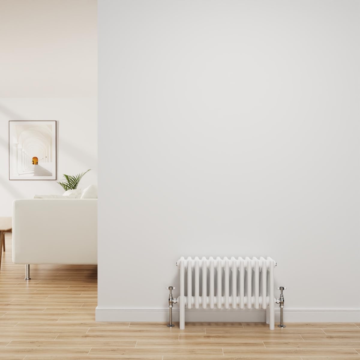 Nrg Gloss White Traditional Radiator Cast Iron 4 Column Horizontal Central Heating Bathroom Radiators 300X605mm