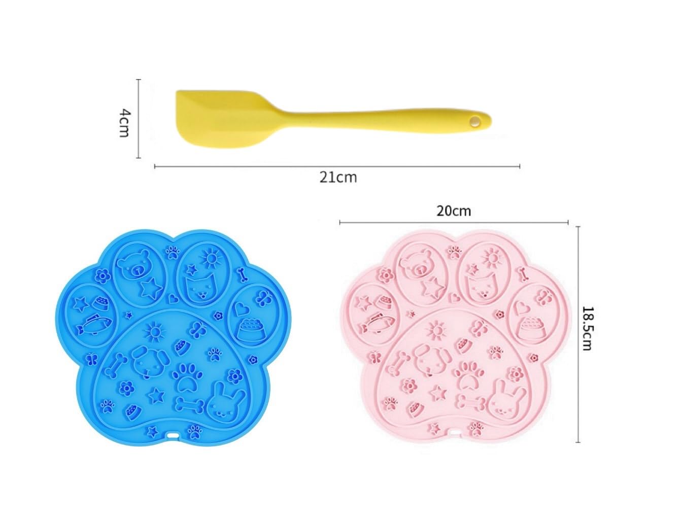 Pet Friends Forever Silicone Licking Mats, 2-Pack, Blue and Pink, 18.5 x 20 cm, with Suction Cups - Image 4