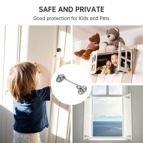 2 Stück Riegel Tür, Riegel Türschloss, Riegel Tür Edelstahl, Türhaken Tür Riegel Fenster Fang Kabine Tür Sperren Fensterhaken für Tor, Garage, Zaun, Fenster oder Schuppen (10 cm/4 Zoll)