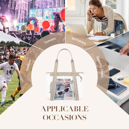Image of Missnine Clear Bag for Stadium Events, 12x6x12 Approved Clear Tote Bag for Women