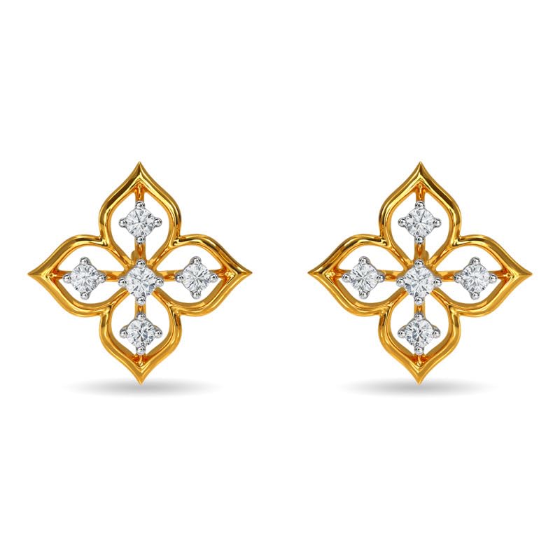 kisna JEWELS 14KT|18KT BIS Hallmark Pure Gold and Diamond Studs Earrings For Women with Screw Back clouser-picture-11