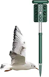 Repelente de gatos para jardins com carregamento solar, sensor de luz vermelha, lanterna LED, 4 níveis ajustáveis, alcance de 8 a 12 metros