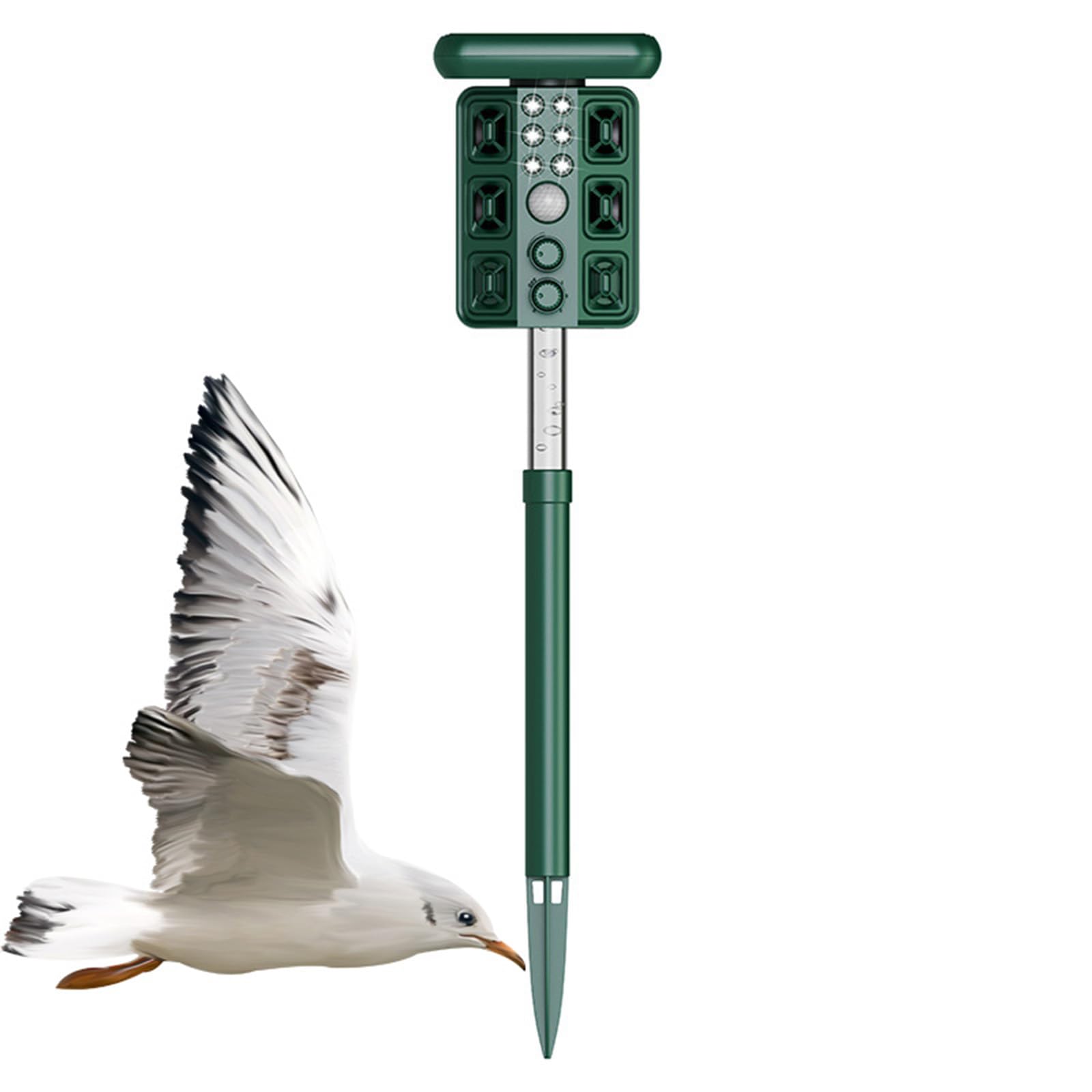 Répulsif pour chats avec charge solaire, capteur de lumière rouge, lampe torche LED, 4 niveaux réglables, portée de 8 à 12 mètres pour éloigner les vergers, les cours, les villas, les fermes