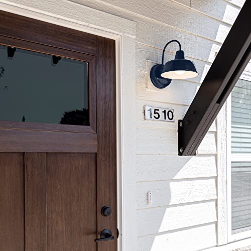 Mason Barn Light 1 Indoor/Outdoor Wall Mount Modern Industrial Farmhouse Design House Light For Patio, Garage, Bathroom, Office, Kitchen, 8 Inch, Navy Blue, 579334 #TOP4