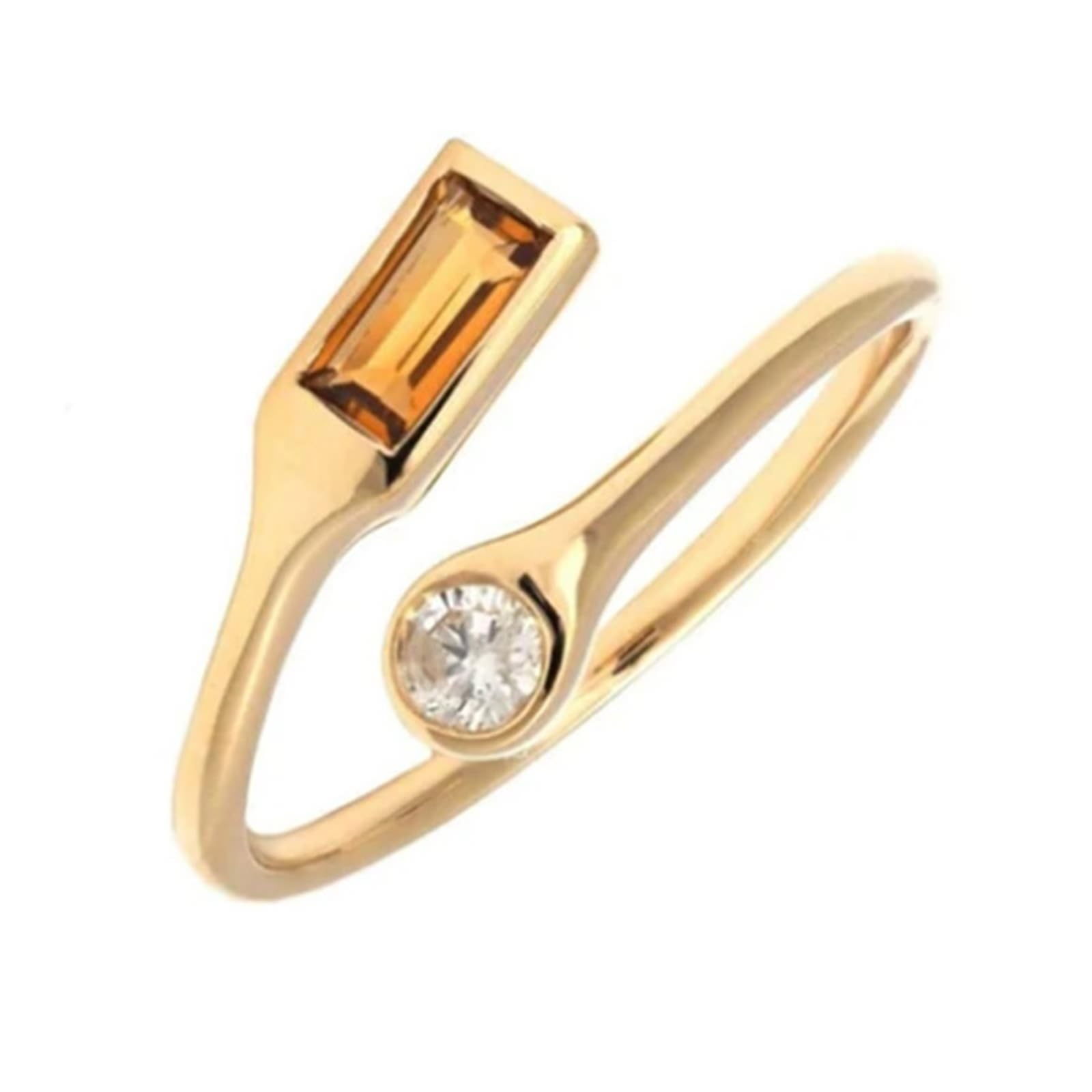Anillo de la amistad para mujer con citrino rectangular el regalo de oro perfecto 7