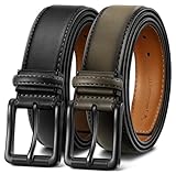 BULLIANT Gürtel Herren 2er Pack, Ledergürtel Einstellbar für Geschenke,Anzug,Freizeit,Jeans und Golf,Breite 35mm,Zum Schneiden Geeignet(Schwarz/Ulmenholz,130cm/44-46" taille verstellbar)