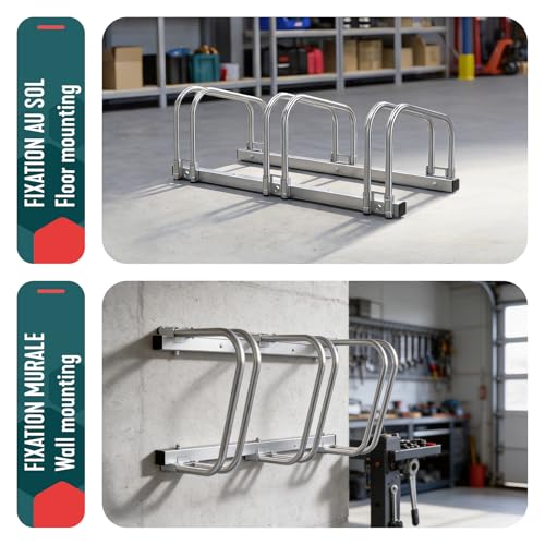 Image of VOUNOT 3 Bike Stand Floor or Wall mounted bike rack for garage Bicycle Parking rack Cycle Storage Locking Stand