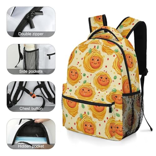 Italian Food Meatball Spaghetti Funny Backpack Casual Daypack Lightweight Shoulders Bag for Men Women Cute Print4