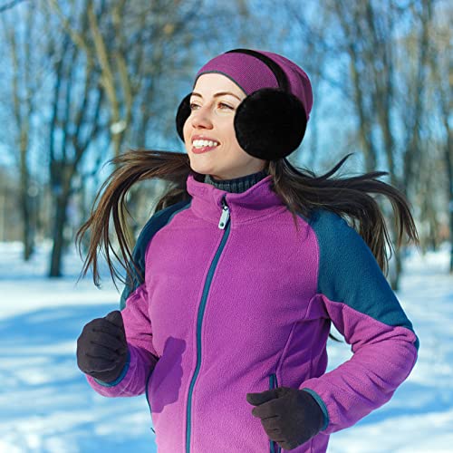 Madholly 2 Pack Upgraded Adjustable Faux Fur Earmuffs- Soft Warm Ear Muffs For Winter Women Men- Ear Covers Ear Warmers For Most Adults (Black & Gray) #TOP4