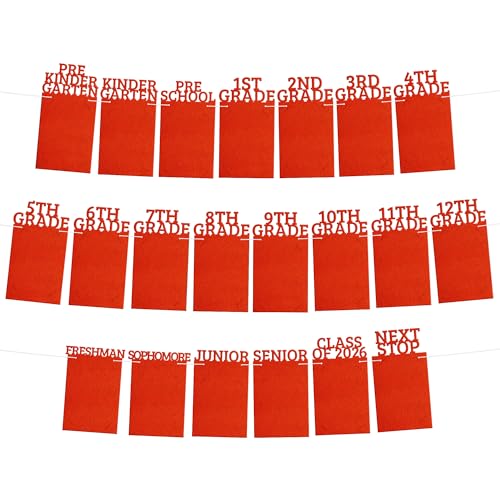 Image of KatchOn, K-12 Graduation Photo Banner 5x7 - Photo Cards 12+6 | Graduation Banner 2026 Personalized, Graduation Decorations Class of 2026 | Red Graduation Picture Banner, Graduation Party Decorations