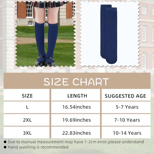 Durio 3 Pairs Knee High Socks for Girls Long Socks for Girls Boys Kids School Uniform Socks Breathable Seamless Socks2