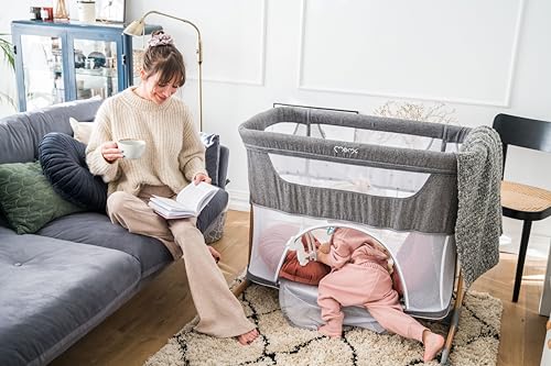 Momi SMART Bed 4-in-1 Kinderbeistellbetten bis 15 kg, Beistellbett für Babys mit Matratze, Höhenverstellbar