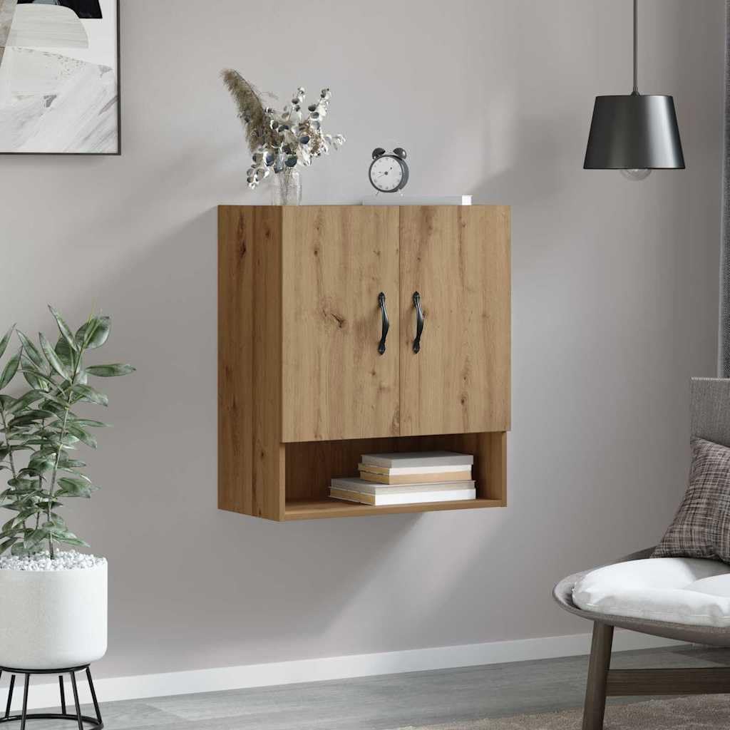 Szafa z materiału drewnopochodnego montowana na ścianie, 60 x 31 x 70 cm, z 3 półkami i 2 drzwiami, do nowoczesnego przechowywania w salonie, biurze, korytarzu lub sypialni