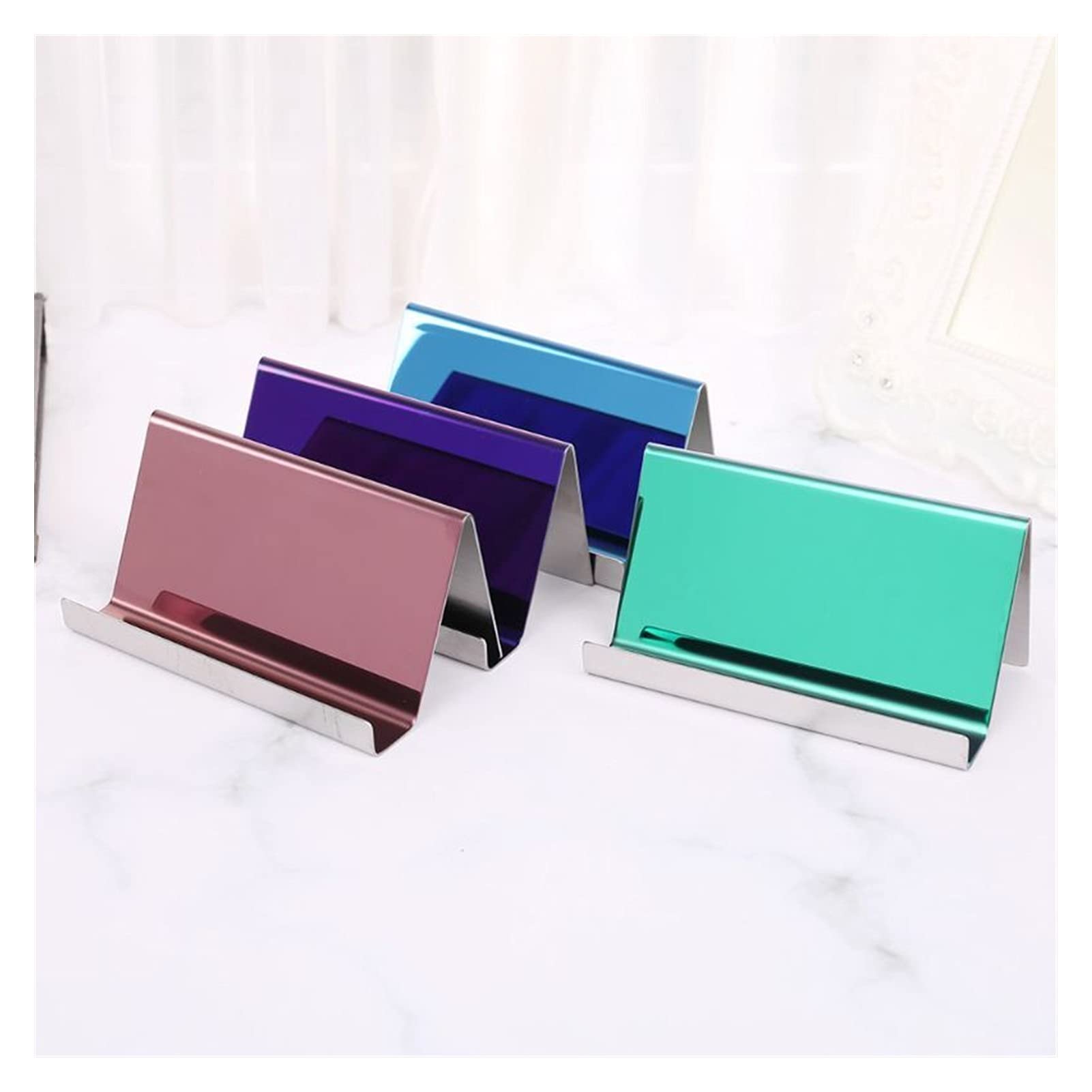 TOMYEUS Etui na wizytówki etui na wizytówki ze stali nierdzewnej uchwyt na wizytówki stojak na biurko organizer na stół 7 kolorów etui na karty z imieniem (kolor: G)