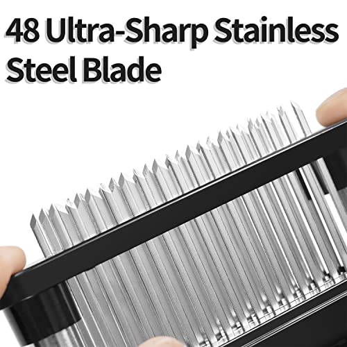 Image of JY COOKMENT Meat Tenderizer with 48 Stainless Steel Ultra Sharp Needle Blades, Kitchen Cooking Tool Best for Tenderizing, BBQ, Marinade