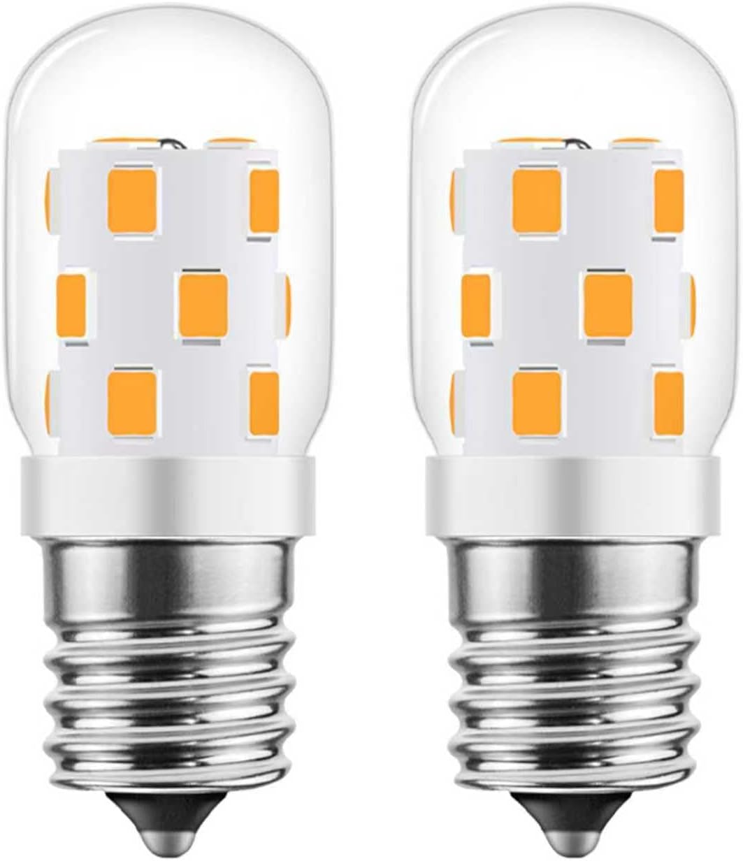 LED Microwave Light Bulb Under Hood 40W Equivalent, Dimmable E17 Base Bulb for Range Hood, Refrigerator, Oven, 3W 380LM 2700K Warm White, Replaces 8206232A, Pack of 2 (Warm White 2700K)
