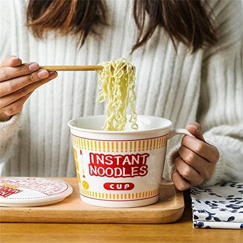 Tjoul Ramen Bowl Set Japanese Ceramic Instant Ramen Noodle Bowl With Handle And Lid Deep Soup Bowl Ceramic Soup Mug For Office College Dorm Room Instant Cooking(Size:m Color:red) #TOP1