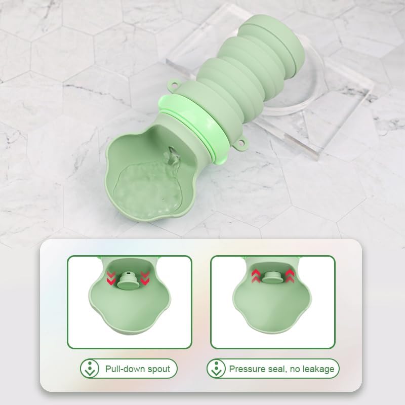 Miniatura 5 de Botella de agua portátil de silicona para perros, a prueba de fugas, dispensador de agua plegable para mascotas, para caminar, senderismo, viajes,