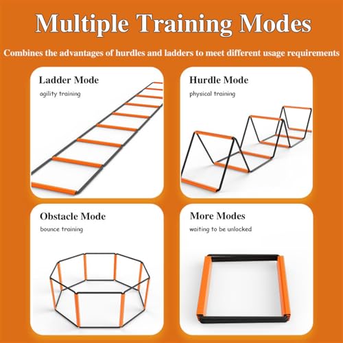 Set di scaletta e ostacoli, leggero e portatile, per esercizi di velocità e footwork, ideale per allenamenti di calcio, basket e atletica