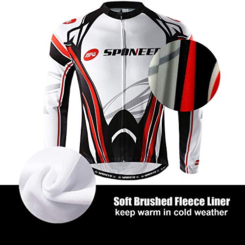 Sponeed Bicycle Clothing Set Thermal Fleece Cycling Tights Warm Road Bike Riding Clothes Us M Red White #TOP6