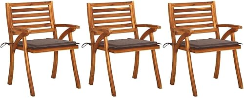 Patio Dining Chairs with Cushions 3 pcs Solid Acacia Wood Outdoor for Patio Outdoor Outside Chairs Sillas para Comedor for Living Room Picnic