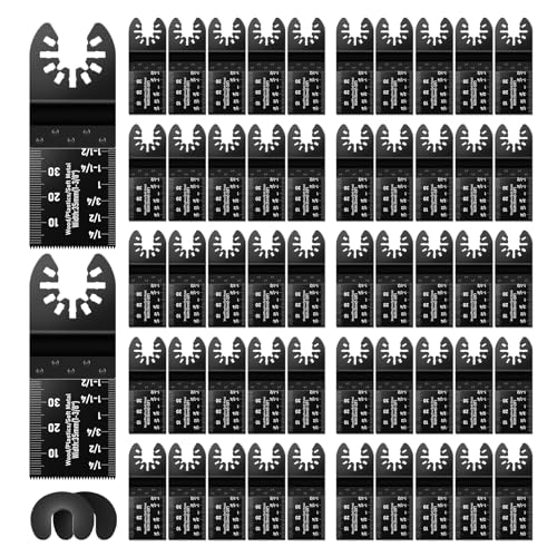 STEEIRO 52 Pcs Oscillating Tool, Multi Tool Saw kit, Universal Oscillating Release Saw Multitool Accessories Compatible with Fein Multimaster Multitool Ma-Kita Einhell De-Walt Dre-Mel
