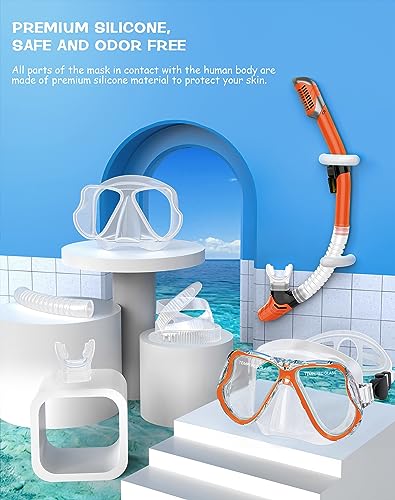 image for Greatever Dry Snorkel Set,Panoramic Wide View,Anti-Fog Scuba Diving Ma