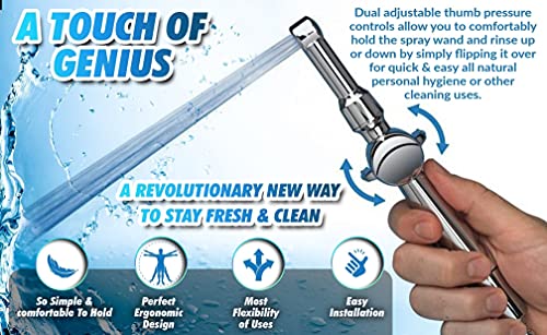 RinseWorks - Aquaus 360 Hand Held Bidet for Faucet - Warm Water Bidet - 2 Certified BackFlows - NSF 61 Compliant - Dual Pressure Controls – 3” to 11” Spray Reach - 3 Year Warranty – (Polymer Sprayer)