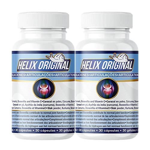 Helix Original - Suplemento Natural Para Dolores Articulares Con Cúrcuma, Boswelia, Extracto Proteico Del Caracol Y Vitamina C Para La Formación Del Colágeno - Sin Lactosa, Sin Gluten (60 Cápsulas)