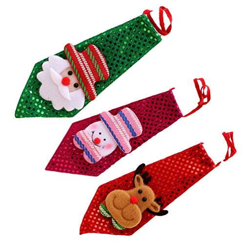 KESYOO 3 Pcs Gravatas de Natal Gravatas de Lantejoulas Crianças Papai Noel Boneco de Neve Renas Grav