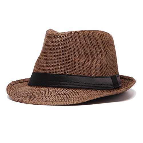 Image of LADYBRO 7 1 /4 Straw Fedora Hats for Men Summer Short Brim Trilby for Travel (Pack of 3, M /L)