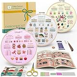 Bradove Beginner Embroidery Kit for Adults Kids, Learn to Embroider 37 Stitches and 13 Cute Patterns, Beginner Embroidery Practice