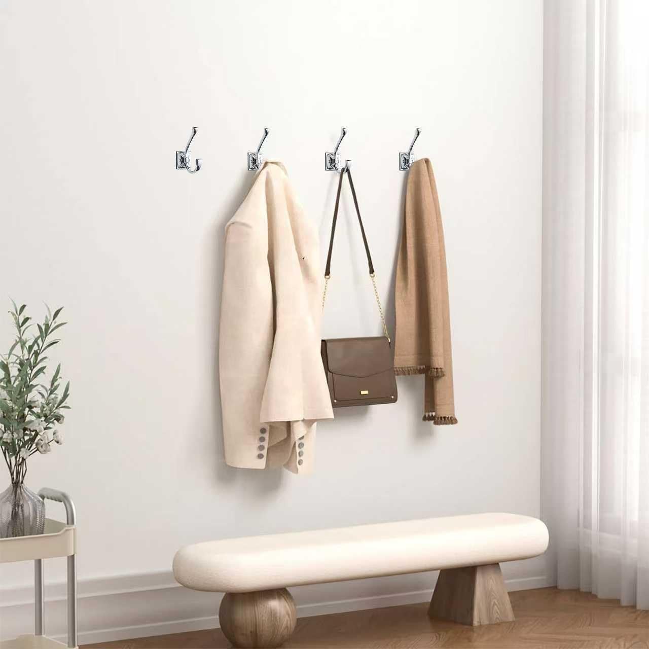 3 Pack Heavy-Duty Bathroom Kitchen Wardrobe Towel Robe Hook Simple Modern Home Polished Chrome Hook Suitable for Hanging Keys, Bags, Clothes, Towels, Hats, etc