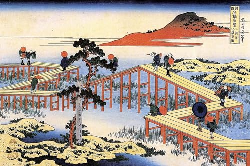 Affiche Hokusai Yatsuhashi de haute précision, poster d'art 60x90cm