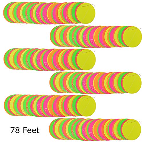 Midnight Glo 78Ft Neon Paper Garland Circle Dots Hanging Decorations For Birthday Party Wedding Decorations Black Light Reactive Uv Glow Party (6 Pack) #TOP6