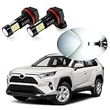 MEALAM 6000K Xenon White H11 H8 LED Fog Lights Bulb 2400 Lumens Per Pair Halogen Lamps Replacement Compatible with 2016 2017 2018 2019 2020 2021 Toyota RAV4, Pack of 2