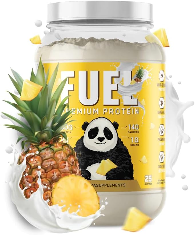Panda Fuel Premium Protein Whey,Hydrolyzed Collagen,Casein,Probiotics, Enzymes, Keto Friendly,Time Release, 25 Servings (2.5 Pound, Pineapple Whip) (with inclusions)