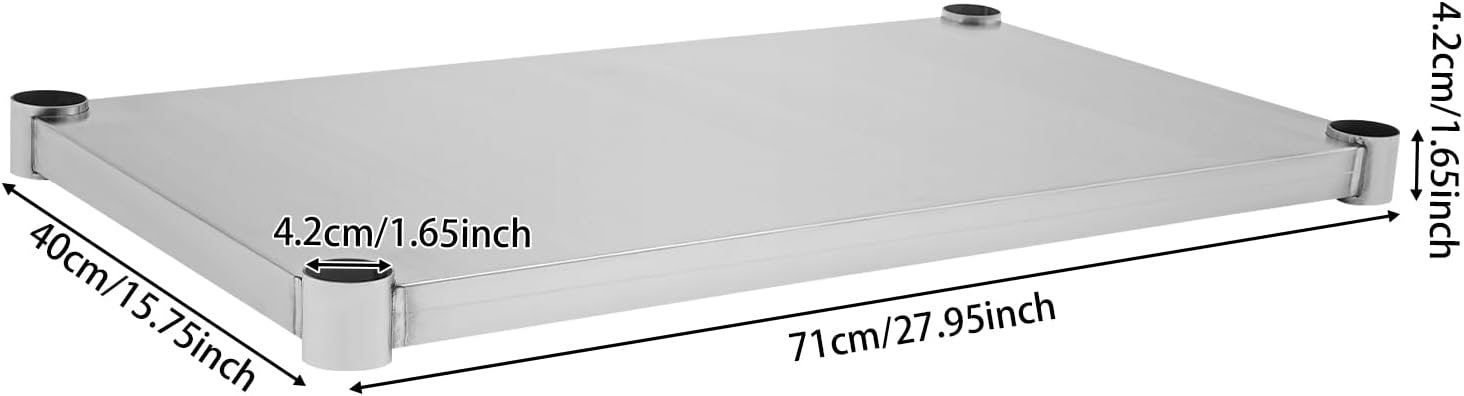 Stainless Steel Work Table, Heavy Duty Adjustable Lower Shelf, Commercial Workstation, Food Prep Worktable Under Shelf for Kitchen, Restaurant, Home and Hotel (27.95 * 15.75in)