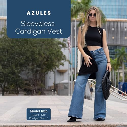 Azules Sleeveless Long Cardigans for Women with Side Pockets - Summer Vest Open Front Light Women's Cardigan Dressy Blazer2