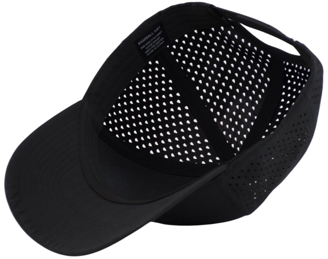 Gorra de béisbol ajustable para hombre (M, L, XL, XXL), resistente al agua, corte láser, gorra de malla Snapback, Negro -, M - L 4