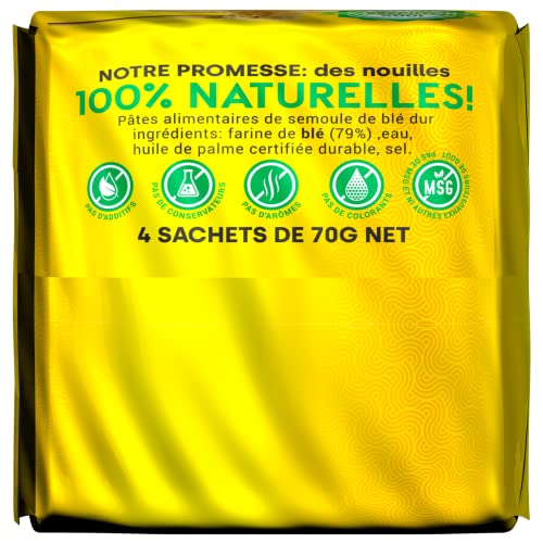 AYAM Nouilles Instantanées | 100% Naturelles | Sans assaisonnement ni Arôme | Farine de qualité | Prêtes en 3min | Sans additifs | Sans Glutamate | Sans conservateurs - 4x70g blocs-280g – vue 3