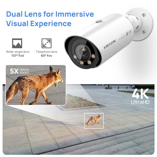 Image of VIKYLIN 8MP Full Color Varifocal PoE IP Camera, Outdoor 4K Bullet Camera with 5X Optical Zoom 2.7~13.5mm Lens,Human /Vehicle Detection, Smart Dual Light, Bulit-in Mic, MicroSD(256GB), IP67